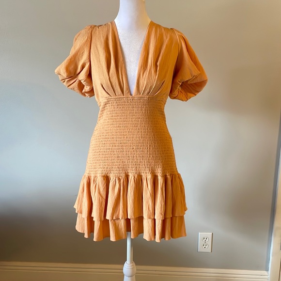 Hello Molly Dresses & Skirts - [HELLO MOLLY] Orange Smocked Boho Mini Dress - Size 6/Medium